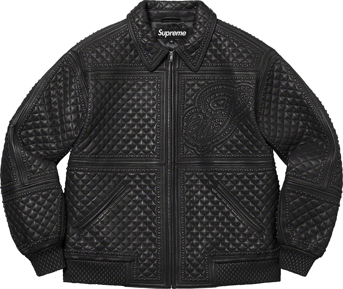 Studded Quilted Leather Jacket view 15